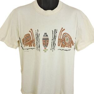 Tribal Native Art T Shirt Vintage 90s Artist Laury Made In USA Mens Size Large